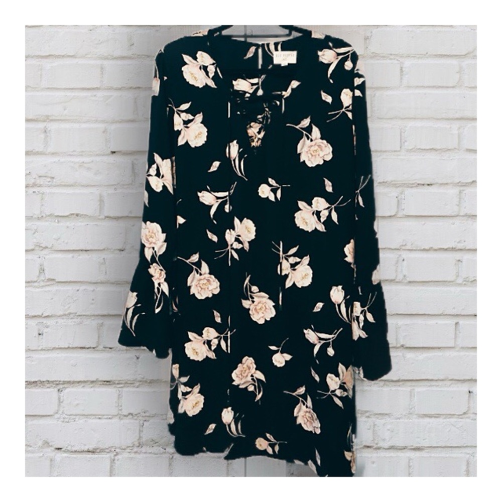 Blu Pepper black white floral dress tie front for everyday or special event